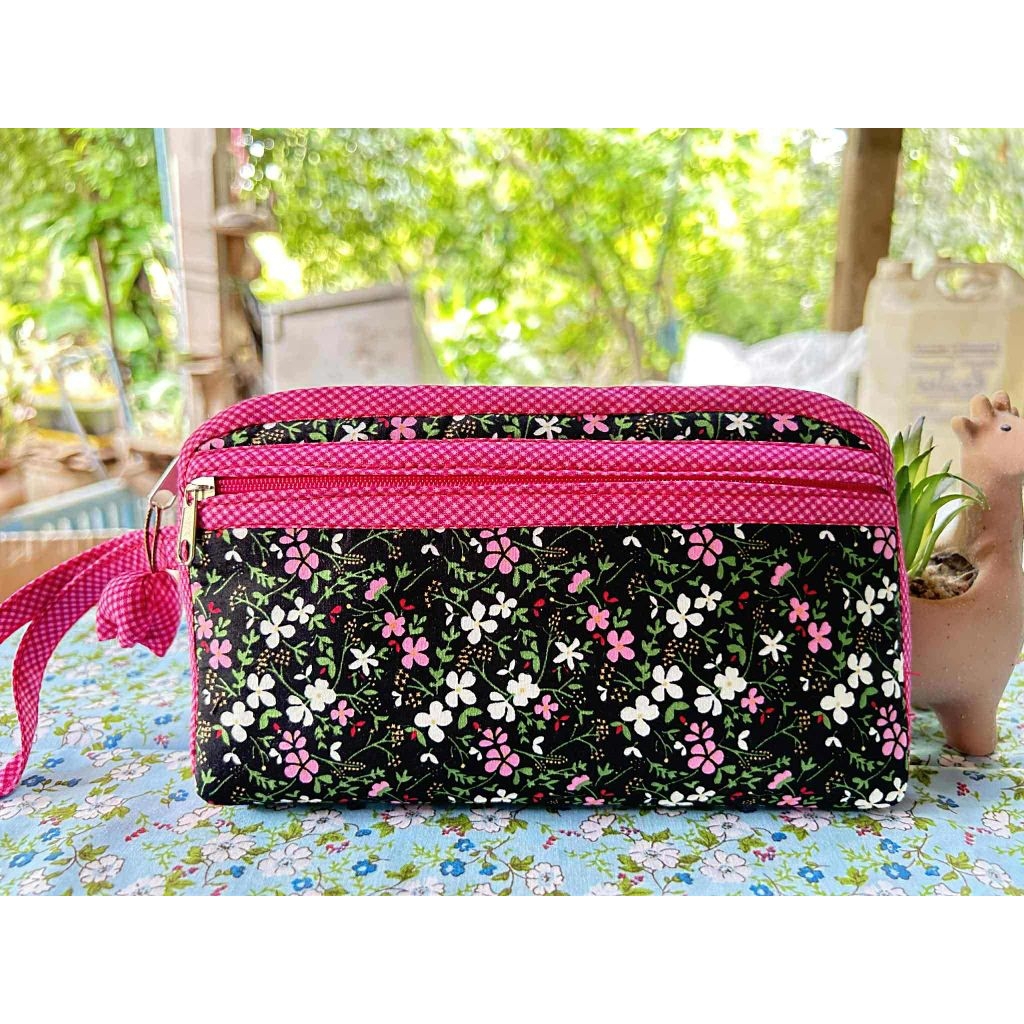 กระเป๋าแฮนด์เมด2ซิปใส่โทรศัพท์