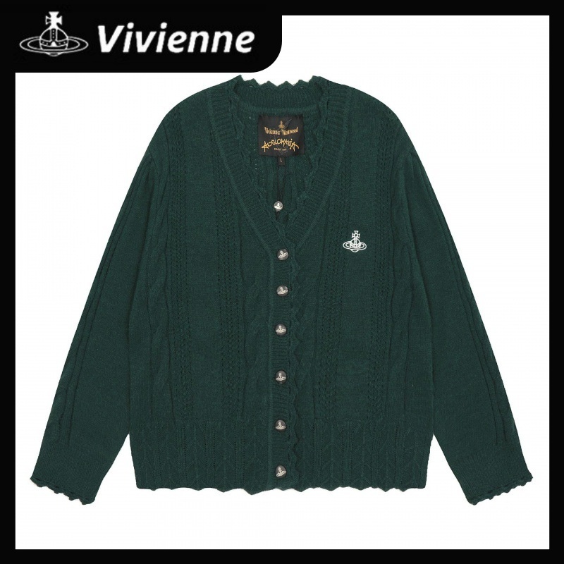 vivian westwood✨JP Vivi เสื้อสเวตเตอร์ถัก เสื้อโค้ท เสื้อกันหนาว ปักดาวเสาร์ vivian