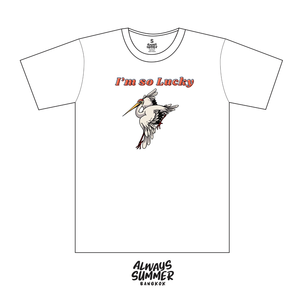 Always Summer BKK Anywhere T-Shirt Lucky Crane เสื้อยืดกระเรียนโขคดี