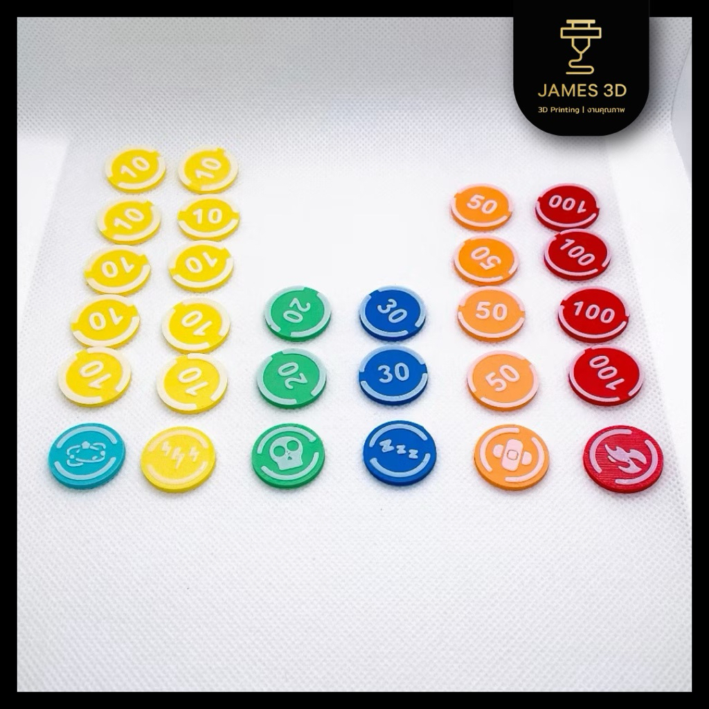 [James3D] โทเคน Pokemon TCG Tokens และ Damage Counters ชุดโทเคนสำหรับการเล่นเกมการ์ดโปเกมอน