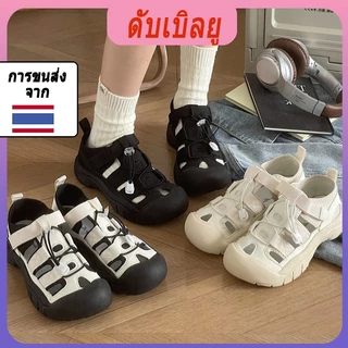 รองเท้าแตะปิดนิ้วเท้า สำหรับผู้หญิง พื้นหนา ฤดูร้อน มาใหม่ ระบายอากาศ อเนกประสงค์ รองเท้าแตะส้นแบนลำลอง