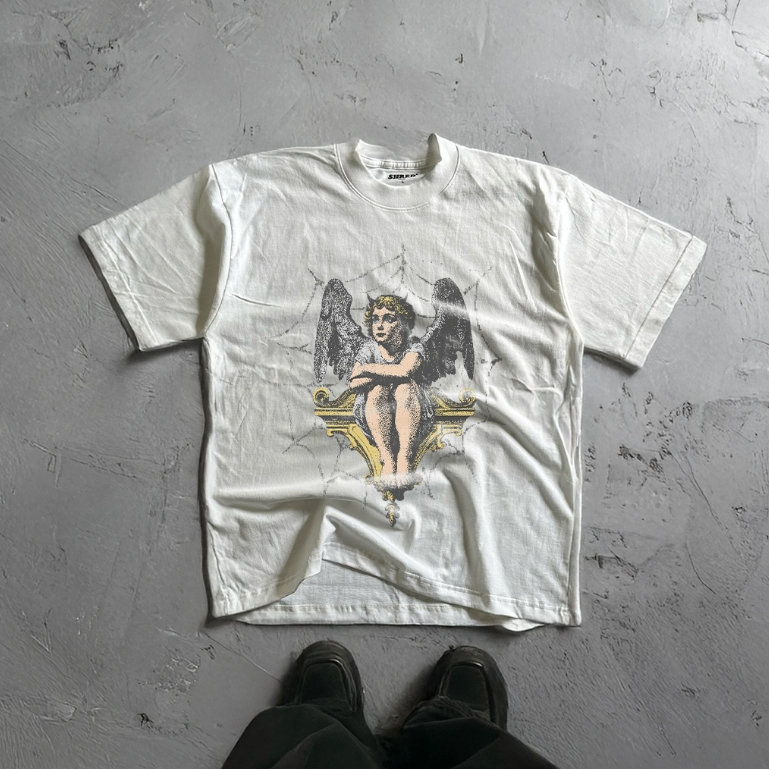 Vamp 01 - WHITE/BLACK/FADE TEES - COTTON100% - เสื้อยืดทรงโอเวอร์ไซส์ ทรงสั้น