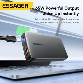 Essager 65W Type-C + USB-A GaN อุปกรณ์ชาร์จแบบพกพาบางเฉียบ