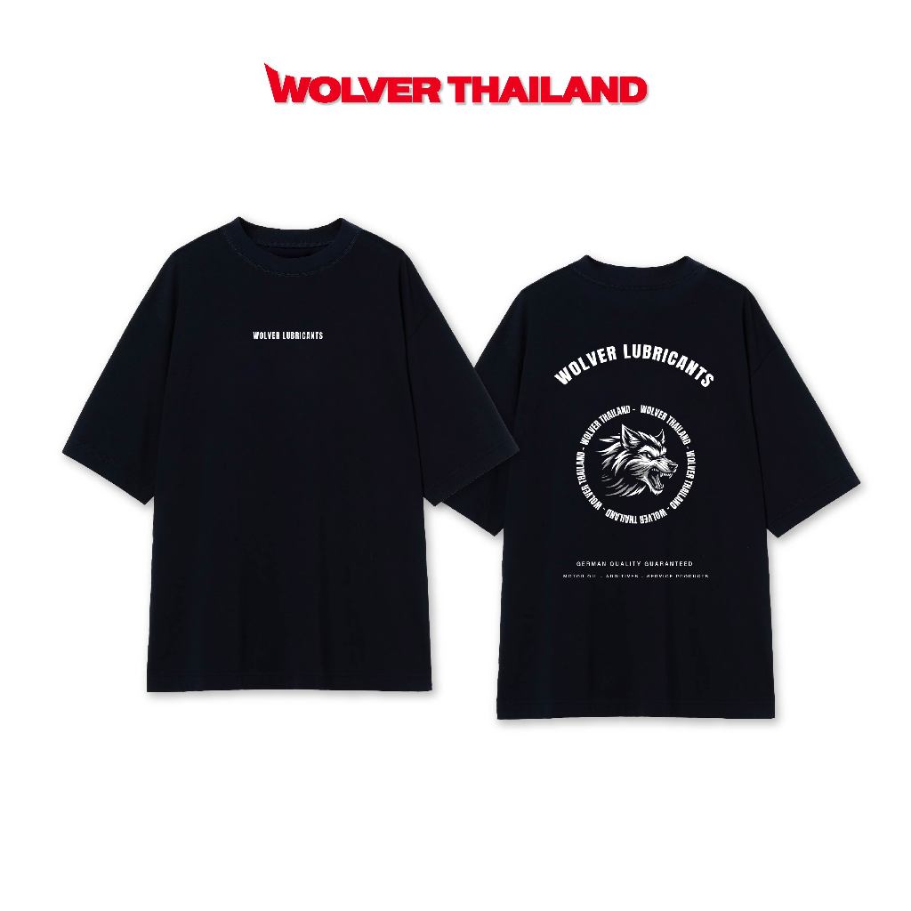 Wolver Thailand เสื้อยืด Oversize สีดำ สกรีนลาย สำหรับผู้หญิงและผู้ชาย ดีไซน์คลาสสิก