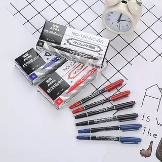 10 แท่ง มาร์กเกอร์สองหัว มาร์คเกอร์2หัว 1/0.5 มม มีสีดำ แดง น้ำเงิน