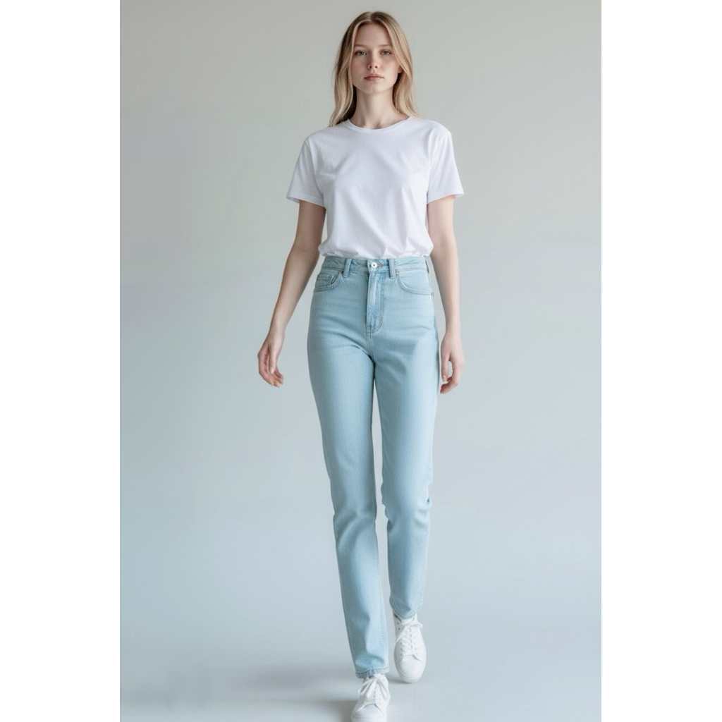 กางเกงยีนส์ เอวสูง ไซส์ S VALENCIA - DOWNTOWN JEANS
