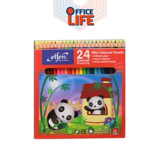 Elfen (เอลเฟ่น) สีไม้ ดินสอสี ขนาด 12 / 24 สี elfen รุ่น แท่งสั้น,แท่งยาว ( 1 กล่อง )