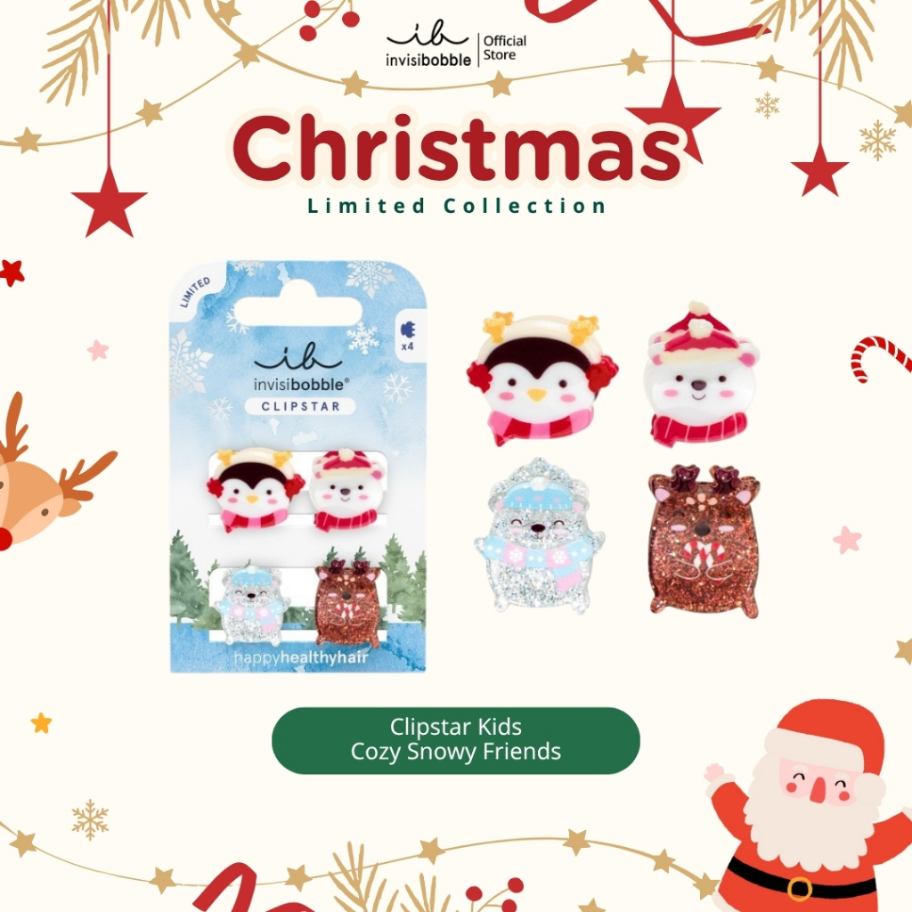 invisibobble กิ๊บหนีบผม กิ๊บติดผม ถนอมเส้นผม รุ่น Clipstar kids HOLIDAY Cozy Sno