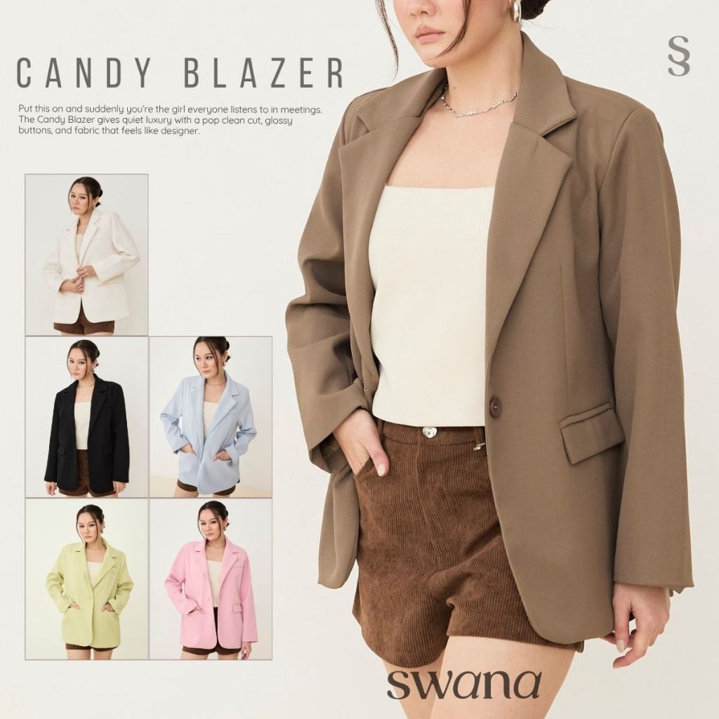 “ Candy blazer top “ 🍭🍬(มีซับในในทั้งตัวบ่าเสริมฟองน้ำ) - Swanashop
