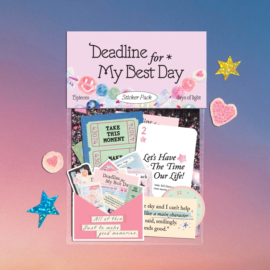 ☆ Deadline for My Best Day Sticker Pack รวมสติกเกอร์ไดคัต กลอนเตือนใจ ภาพวาดสีไม้ days of light