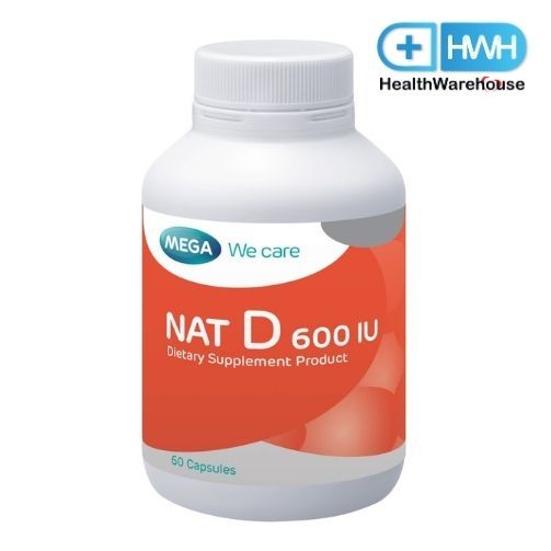 Mega We Care เมก้าวีแคร์ NAT D 600 IU (60 's) แนทดี 600 IU 60 เม็ด