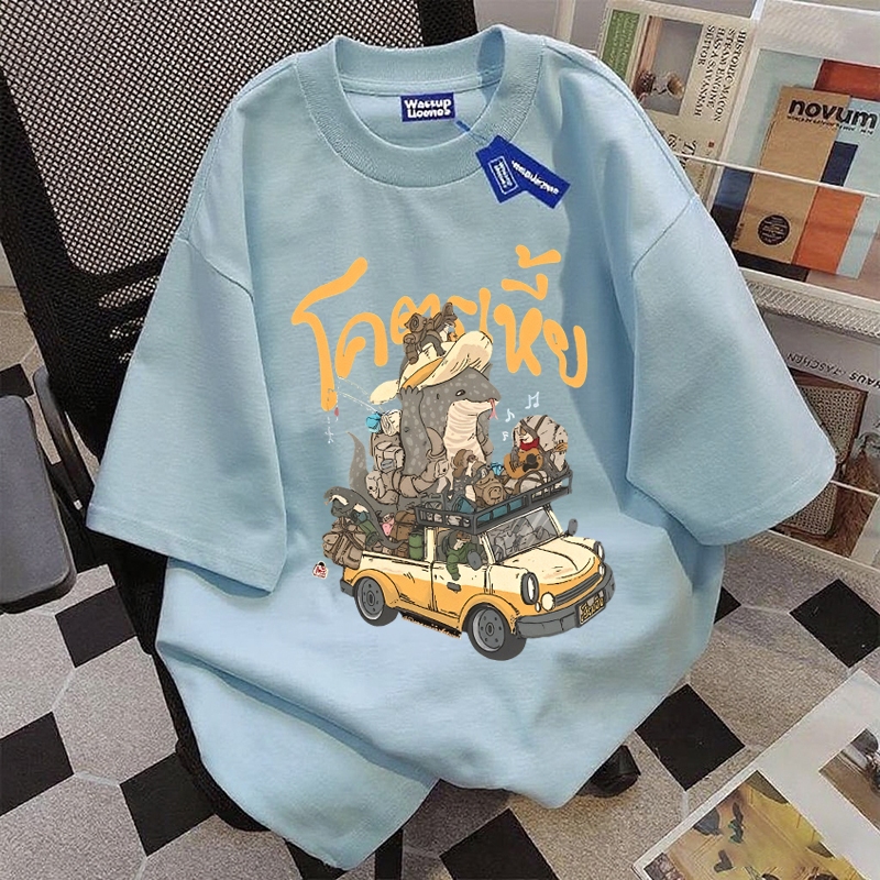 【จัดส่งภายใน 24 ชั่วโมง】 การ์ตูนตลกเด็ก ขี่สัตว์ เสื้อ เสื้อยืด oversize เสื้อยืดผู้หญิง เสื้อผู้ชาย เสื้อแฟชั่น เสื้อส