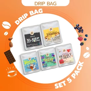สินค้าขายดี กาแฟดริป ชุดละ5ซอง DRIP BAG COFFEE ชุด drip กาแฟพกพา อร่อยง่ายๆ drip ดื่มได้ทุกที่
