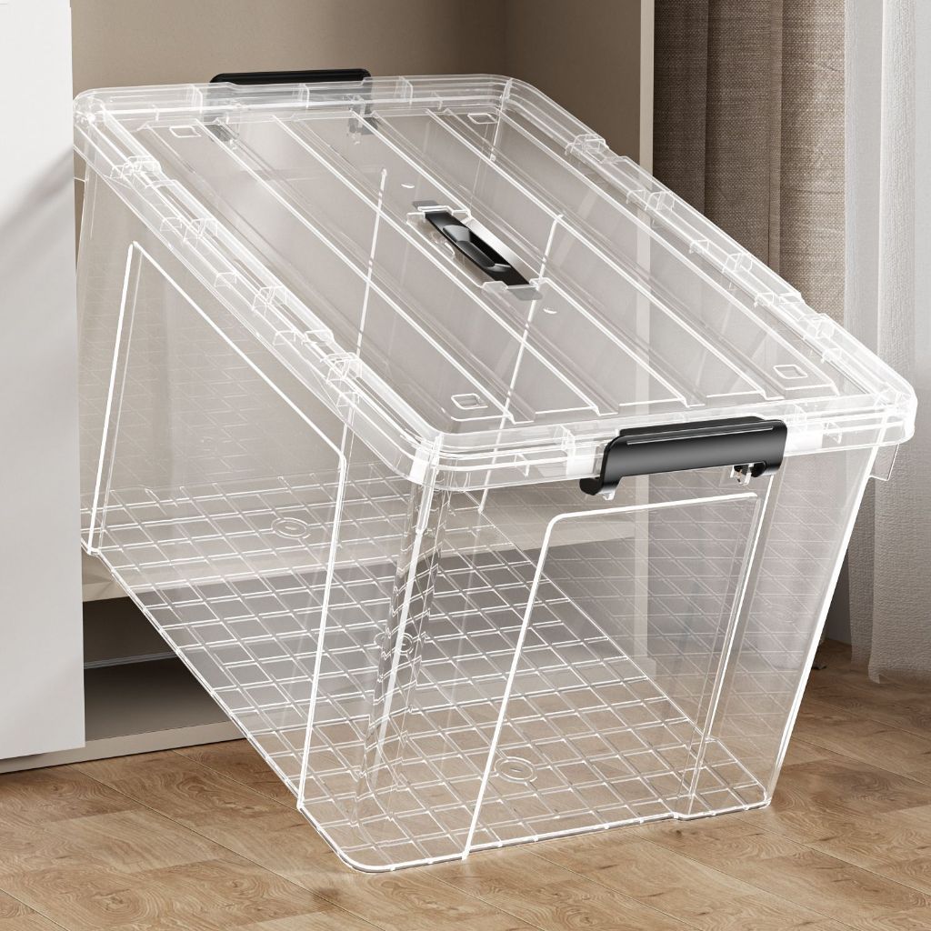 Living กล่องเก็บของพลาสติก200L 400L ลังเก็บของ กล่องพลาสติก PP ฝาสไลด์ กล่องหลาสลึกใส่ของ แบบพลิกได้