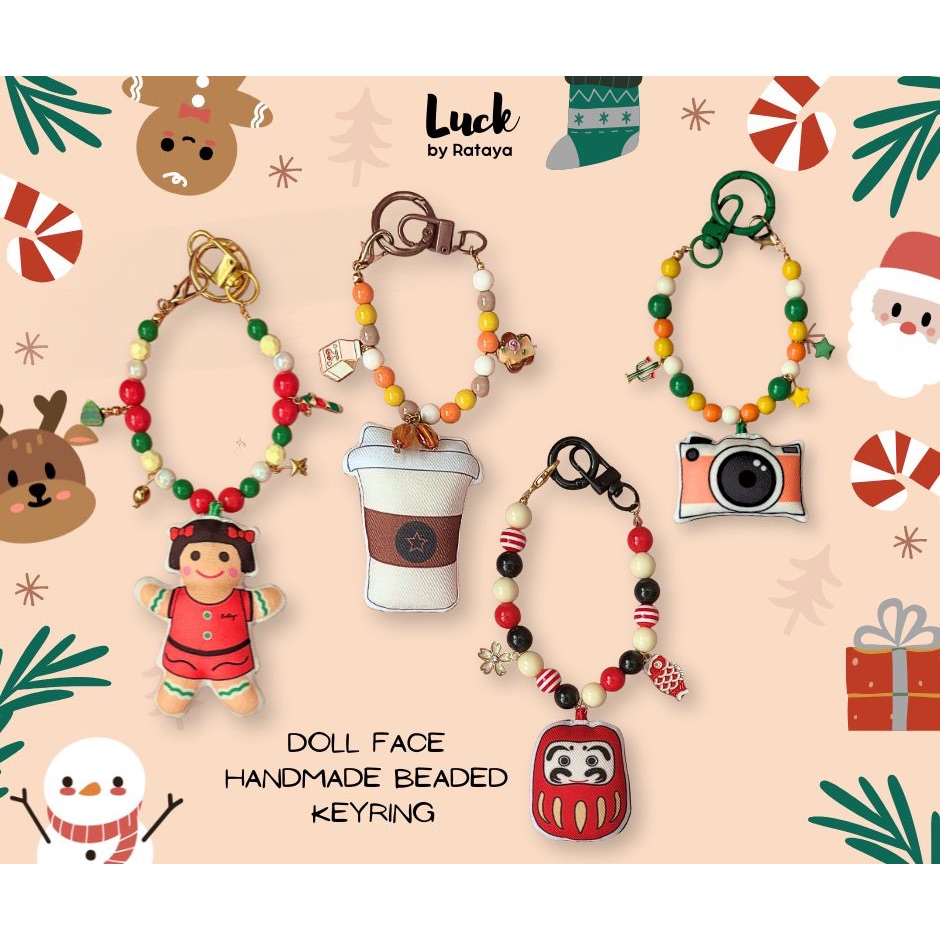 LUCK - by Rataya พวงกุญแจร้อยลูกปัดห้อยตุ๊กตาใหญ่