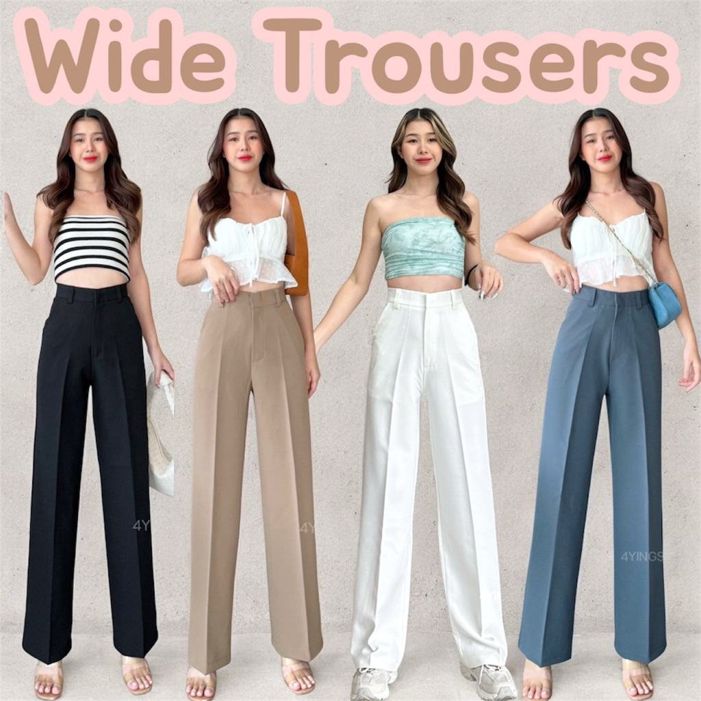 กางเกงทำงานขากระบอกกลางตะขอหน้า ผ้าA80  By 4YINGSHOP