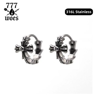 316Lเกรดแพทย์สแตนเลสต่างหูห่วงสไตล์วินเทจกากบาทแฟชั่นPunkChr…
