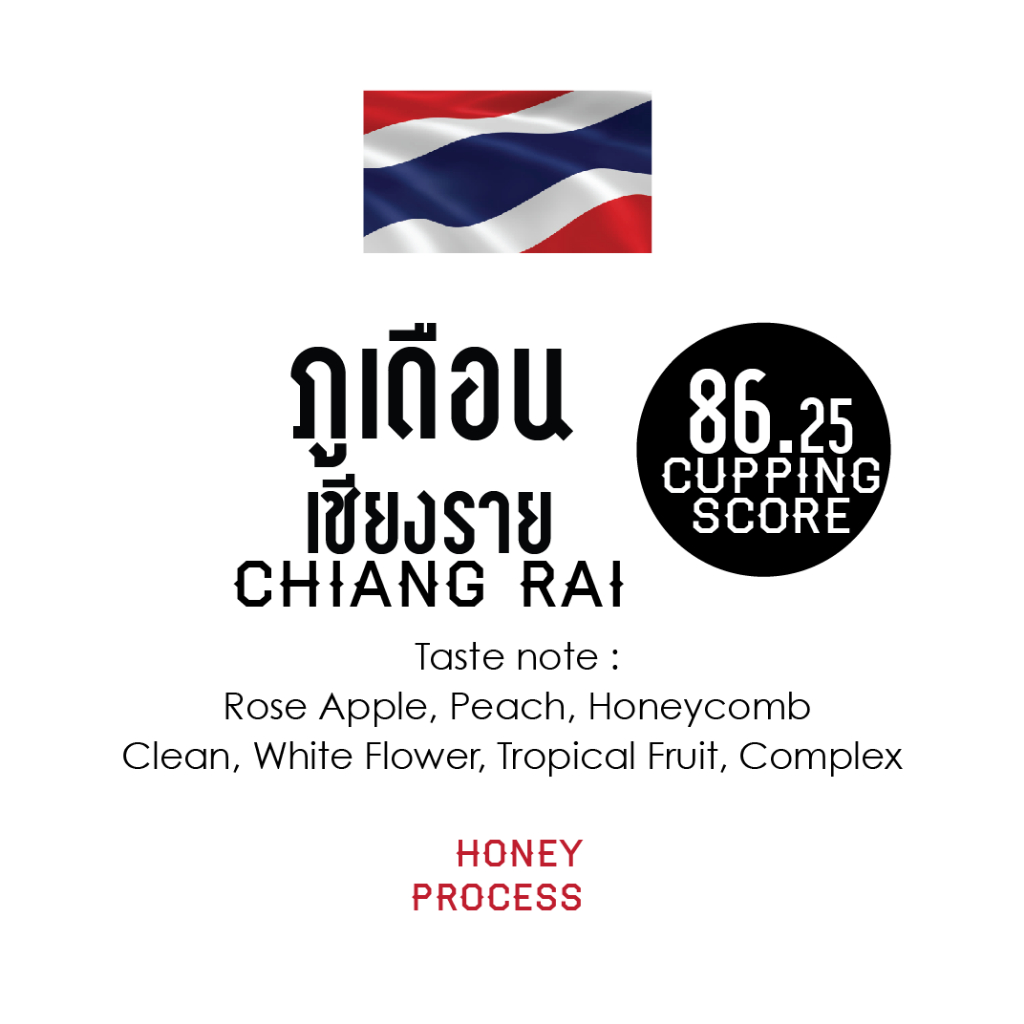 "เมล็ดกาแฟภูเดือน จังหวัดเชียงราย" Honey Process Arabica 100% คั่วกลาง