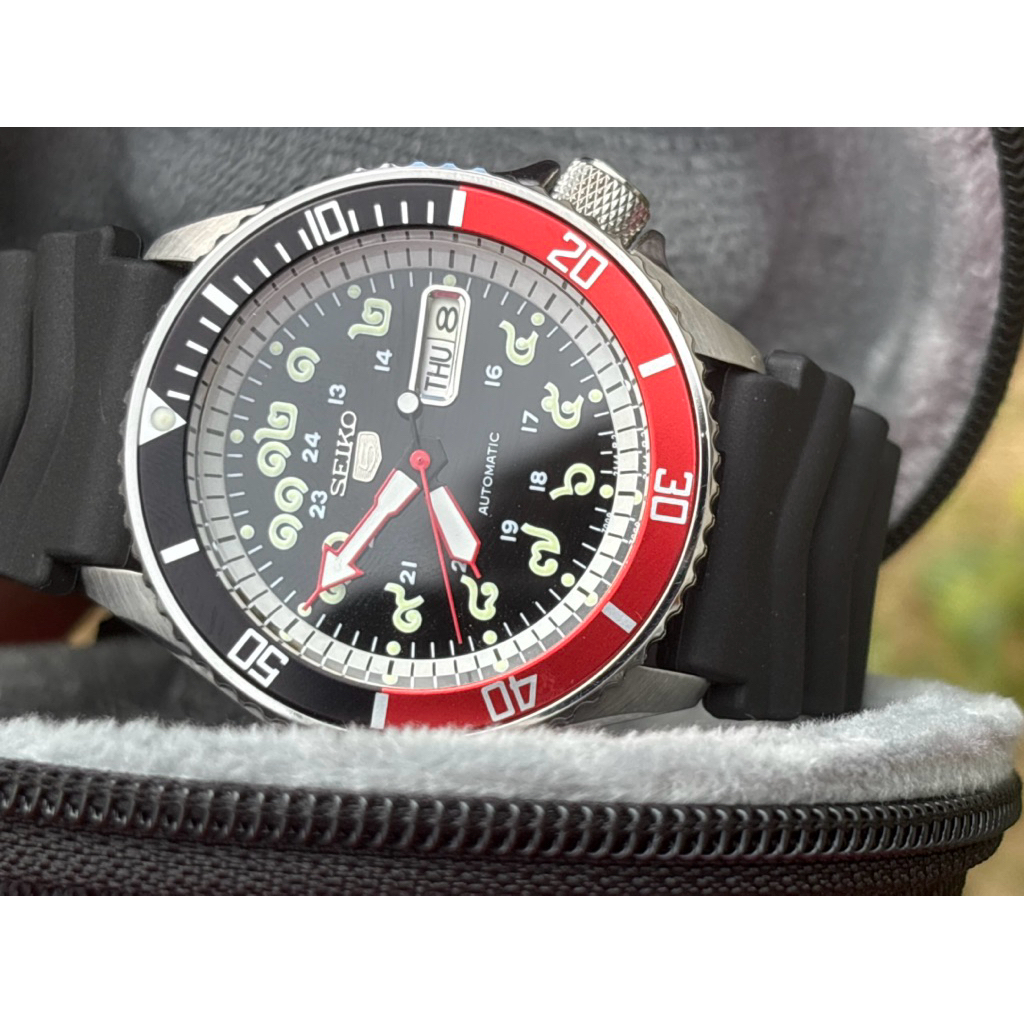 Seiko5 Automatic 7S26 Thai dial black face นาฬิกาไซโกหน้าปัดเลขไทยสีดำ Mod