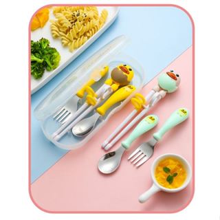 🔥 พร้อมส่ง 🔥 ชุดช้อนส้อมและตะเกียบ สเตนเลส 304 ลายเป็ดสุดน่า…