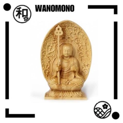 【Japan Quality】Boxwood Jizo Bodhisattva Miniature Buddha Statue, Mizuko Jizo, Lucky Charm, Wooden Ca