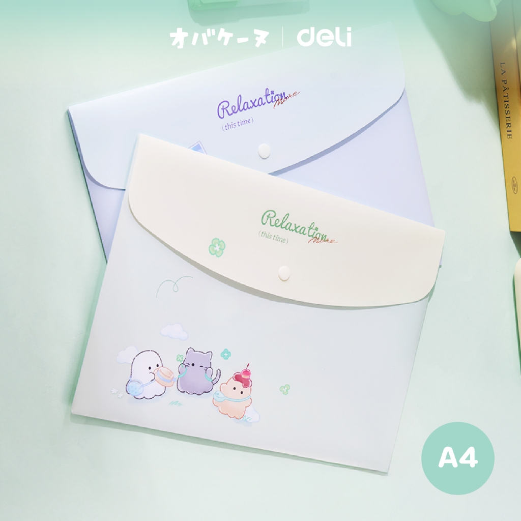 (Deli X Obakenu) แฟ้มกระดุมพลาสติก รุ่นYY705 ขนาด A4 Character น้องผีสุดน่ารัก (จำหน่าย 1 ชิ้น)