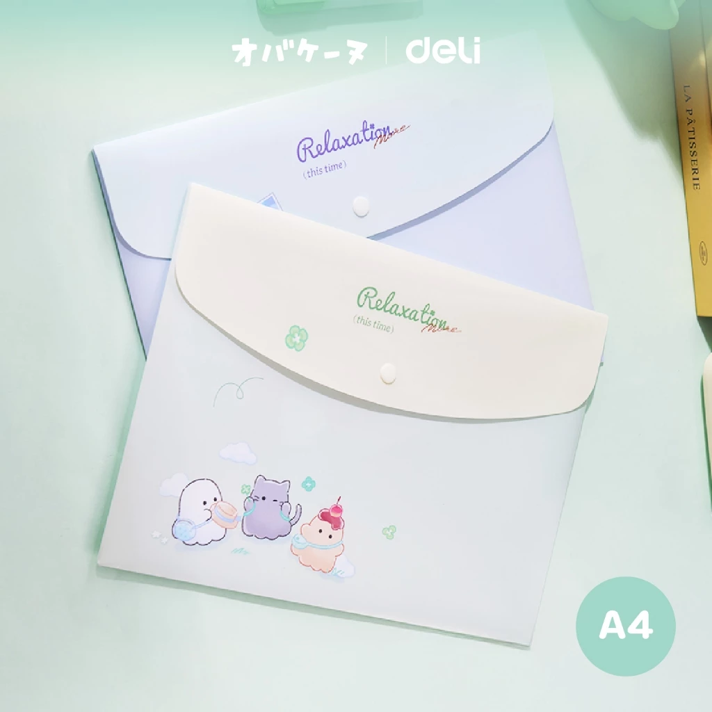 (Deli X Obakenu) แฟ้มกระดุมพลาสติก รุ่นYY705 ขนาด A4 Character น้องผีสุดน่ารัก (จำหน่าย 1 ชิ้น)