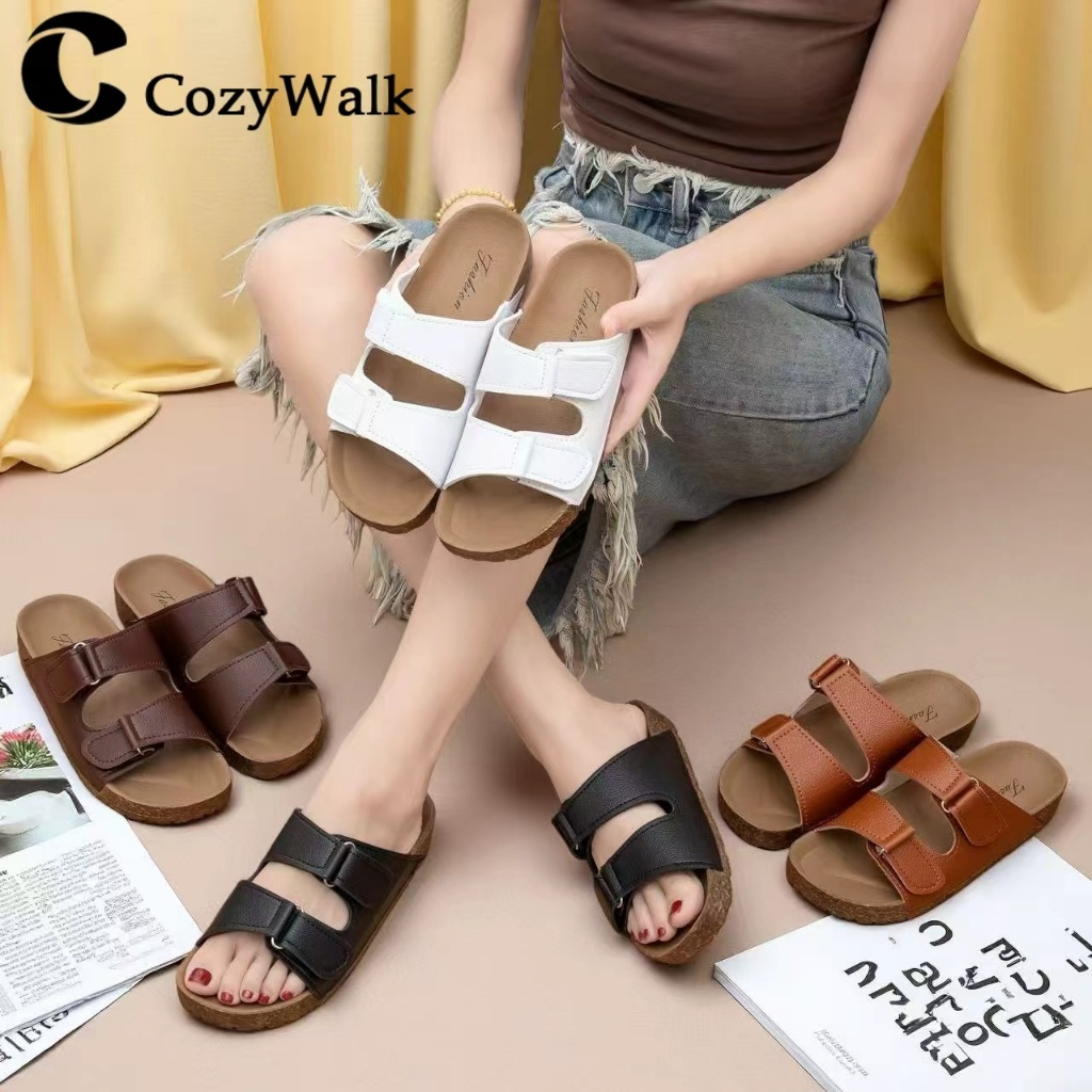 CozyWalk รองเท้าแตะคู่รัก สายคู่ ปรับขนาดได้ พื้นนุ่ม เดินสบาย ใส่ได้ทั้งชายหญิง สไตล์มินิมอล พร้อมส่งจากไทย