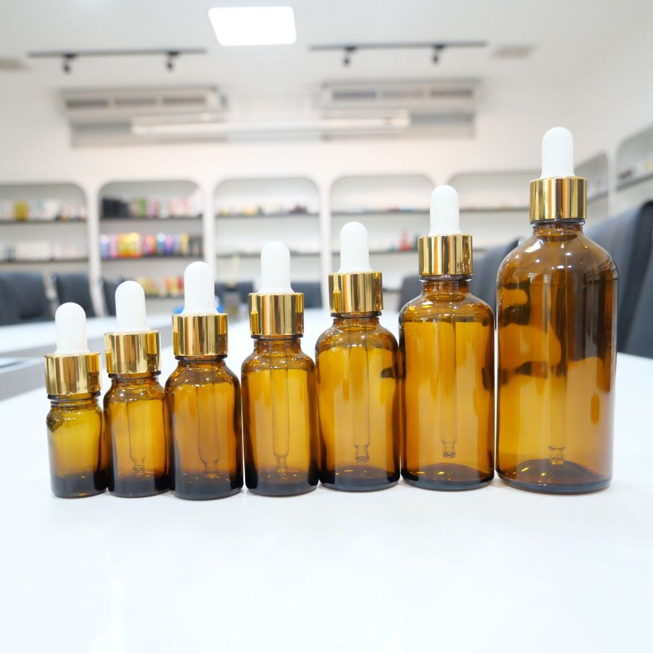 [COSS] ขวดแก้วสีชา YB18-T ขนาด  5-100ml ฝาดรอปเปอร์ /หัวบีบหยด ใส่กินแคร์ เซรั่ม ราคาถูก พร้อมส่ง