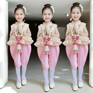 ชุดไทยเด็กผู้หญิง ชุดไทยใส่ไปโรงเรียน ชุดไทยราคาถูก เสื้อ และโจงกระเบน