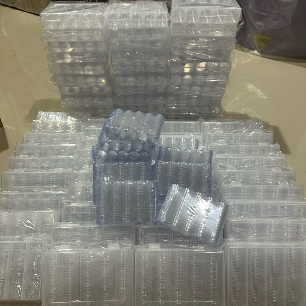 ตลับใสทรงกลม สำหรับใส่เหรียญ  มี4ขนาด 20-21มิล/25มิล/27มิล/30มิล