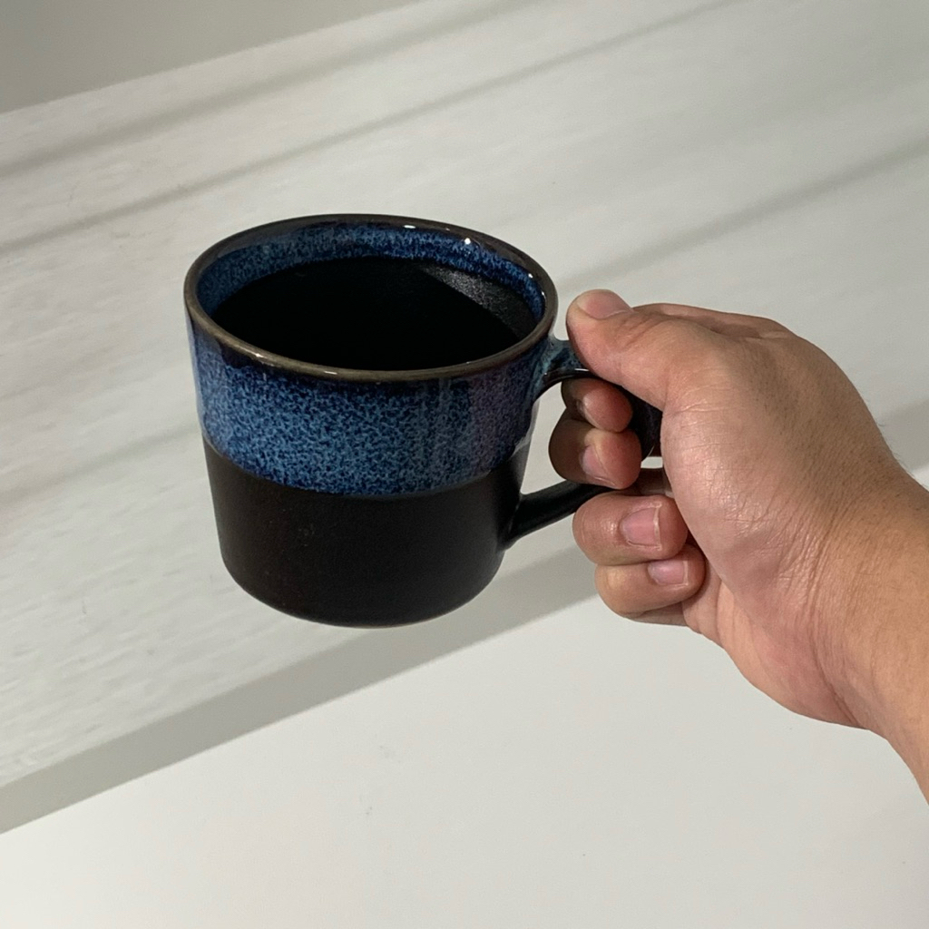 Goodsceramics 🍓แก้วเซรามิก 300ml ผิวสัมผัสเคลือบมันผสมผิวสัมผัสเคลือบเงา ส่วนด้านบนของแก้วเล่นลวดลายสีครามเคลือบมันเงา - รูปที่ 7