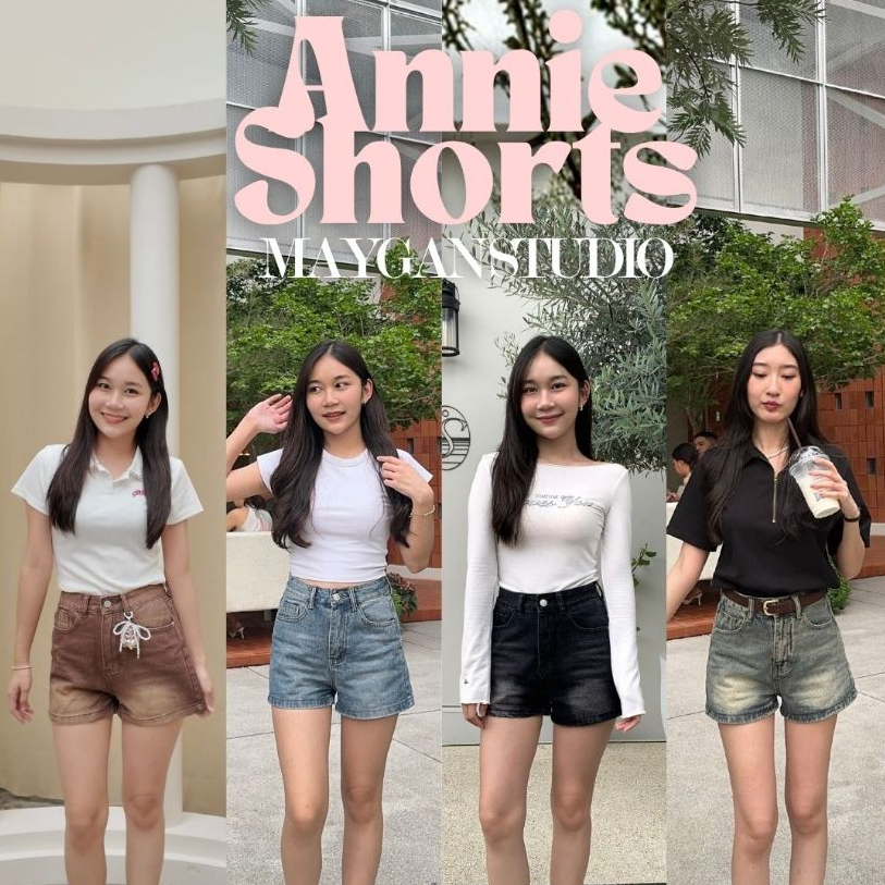 MAYGAN studio  กางเกงยีนส์ขาสั้น เมแกน Annie Shorts เอวสูง