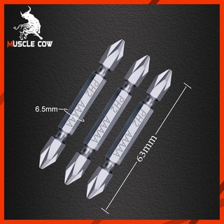 MUSCLE COW ดอกไขควงไฟฟ้า PH2 หัวแฉก ดอกสองด้าน เหล็ก S2 แข็งแรง แม่เหล็กดูดแน่น 1ชุด5ชิ้น