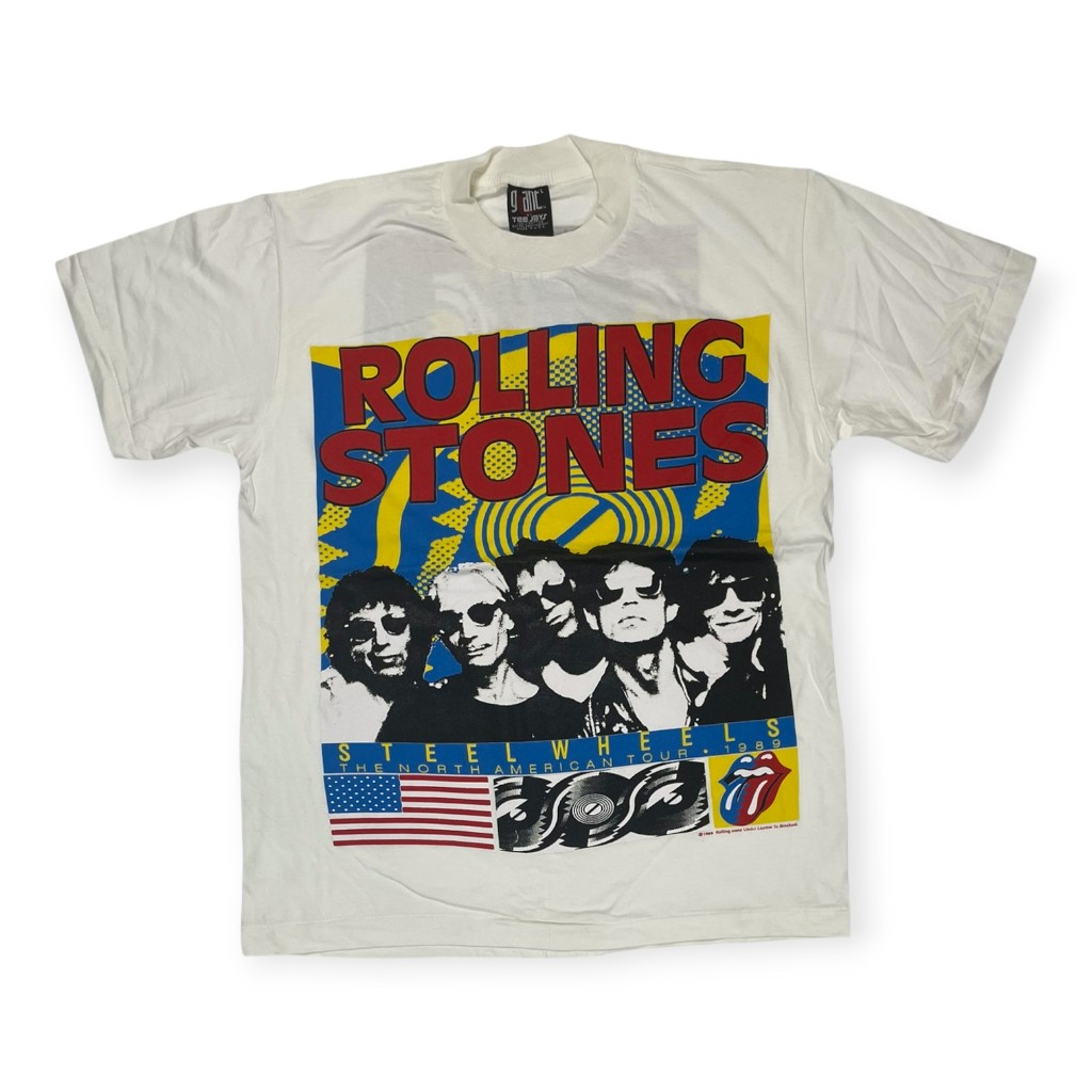 เสื้อวง The Rolling Stones ลายทัวร์ Steel Wheels 1989 เสื้อยืดวินเทจยุค 80s งานทำใหม่