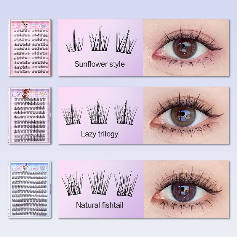 BQI ขนตาปลอมแบบมีกาวในตัว ผู้หญิง แต่งหน้า ขนตาปลอม ไม่ต้อง กาวติดขนตา 10 แถว 100/120 กระจุกต่อกล่อง ขนตา ขนตาสายฝอ - รูปที่ 4