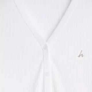 haas เสื้อคลุมแขนยาว คาดิแกน เสื้อกันหนาว ผู้หญิง ปัก "h" (V-Neck Ribbed Knit Cardigan) รหัส HBSK5369