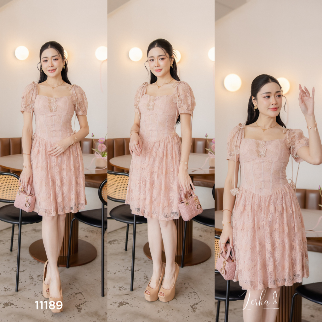 เดรสสีชมพู ผีเสื้อ 3D #code11189