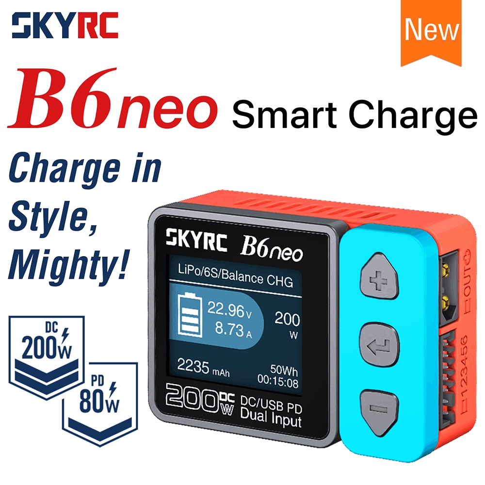 SkyRC B6neo Smart Charger DC 200W PD 80W LiPo Battery Balance Charger Discharger