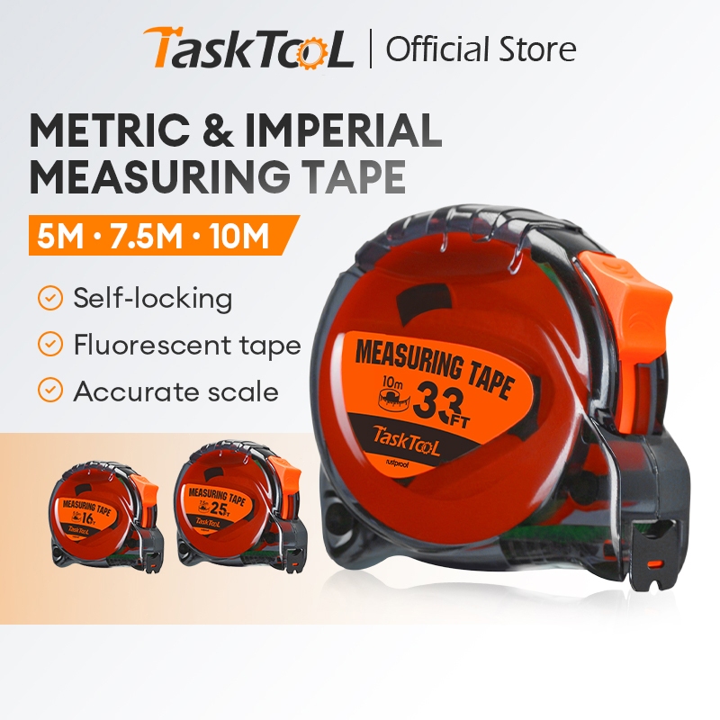 TASKTOOL  ตลับเมตร 5m / 7.5m / 10m ตลับเมตร แท้  เทปวัดแบบเมตริกและอิมพีเรียล ตลับเมตรแบบพกพา