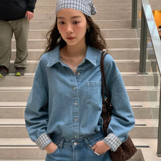 something Rustic denim shirt with scarf