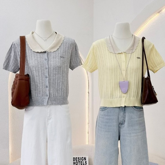 เสื้อไหมพรมคอปก กระดุมแกะได้ เนื่้อผ้านิ่ม ฟรีไซส์ใส่สบาย งานป้ายwaya