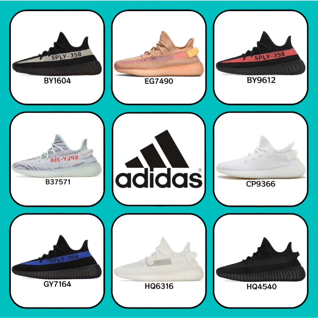 [ของแท้ 100 %] adidas originals Yeezy 350 BY1604 BY9612 สีขาว สีส้ม สีแดง สีน้ำเงิน สีดำ