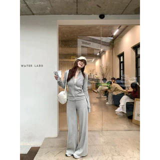 📍พร้อมส่ง📍7541💌 Set 2 pcs เสื้อคลุมแขนยาว งานซิปหน้า + กางเกงขายาว เนื้อผ้าดีงานสวย TAG:WG.WE 🇰🇷