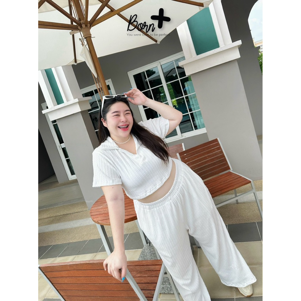 BP089เสื้อครอปคอโปโลไซส์ใหญ่(เฉพาะเสื้อ)