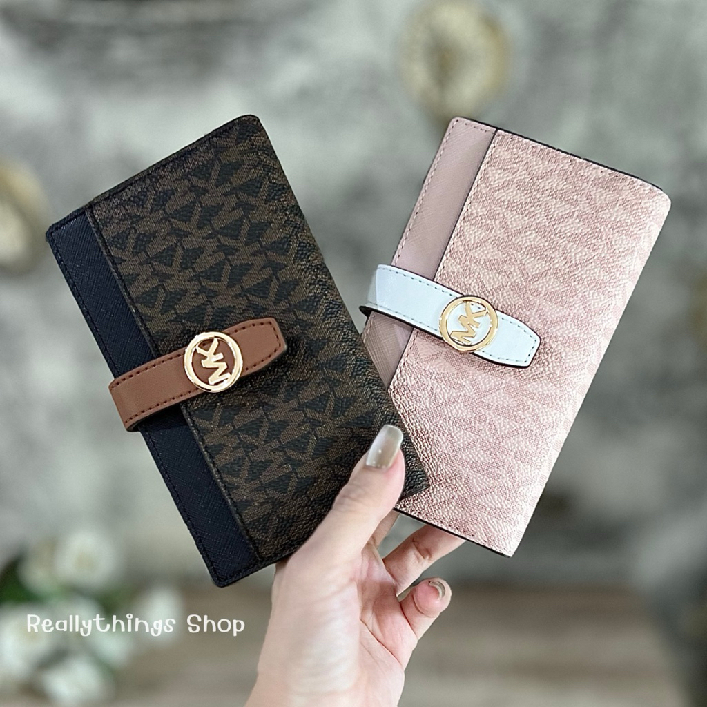 [ลดเพิ่ม:โค้เคุ้ม+โค้ดร้านค้า]{แท้💯%📮พร้อมส่ง+ส่งฟรี} กระเป๋าตังค์ 2 พับ Ⓜ️K Greenwich Medium Bifold Wallet