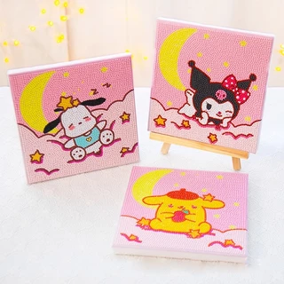 ครอสติสคริสตัล diamond painting เม็ดคริสตัลติดรูปพร้อมอุปกรณ์ ลายซานริโอ้น่ารัก คุโรมิ DIY ของเล่นเด็ก งานฝีมือฝึกสมาธิ
