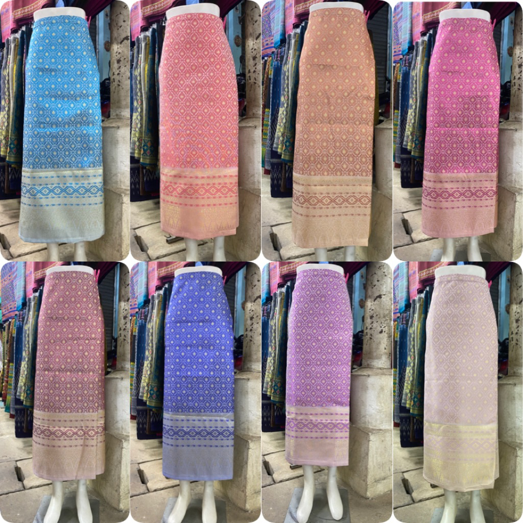 #ผ้าถุงไหมแพรวา#ไหมแกมฝ้าย-อัดกาว ผ้าฝ้าย. เย็บสำเร็จ-แบบป้าย-ติดตะขอ-แถมตะขอให้1ชุด