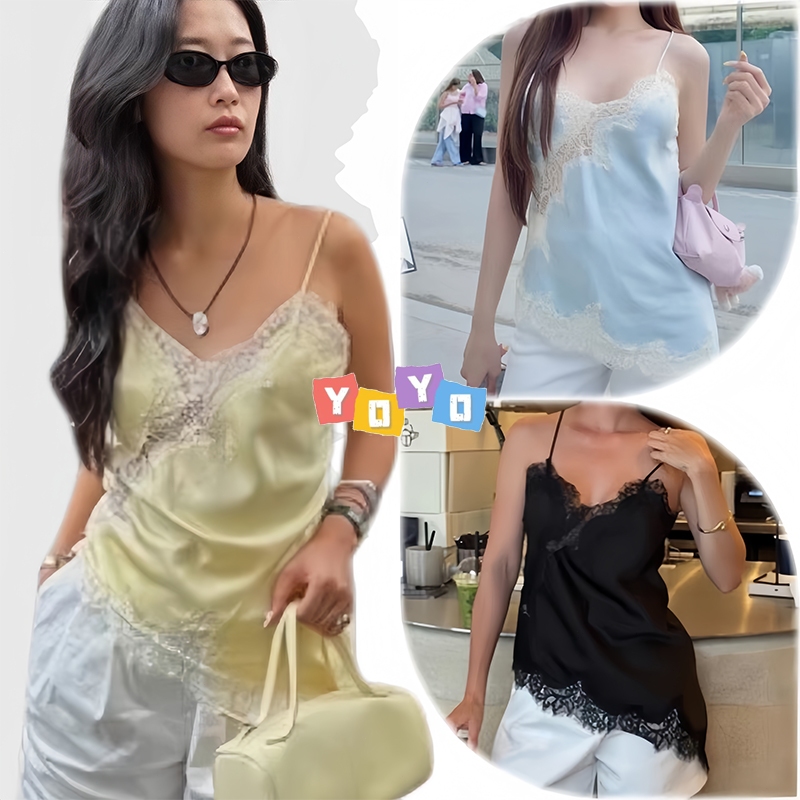 YOYO พร้อมส่ง🌈เสื้อ ชุดชั้นในผู้หญิง🌈เสื้อสายเดี่ยวสไตล์ยุโรป-อเมริกัน ผ้านิ่มมาก แฟชั่น ลายลูกไม้สวยงาม เซ็กซี่