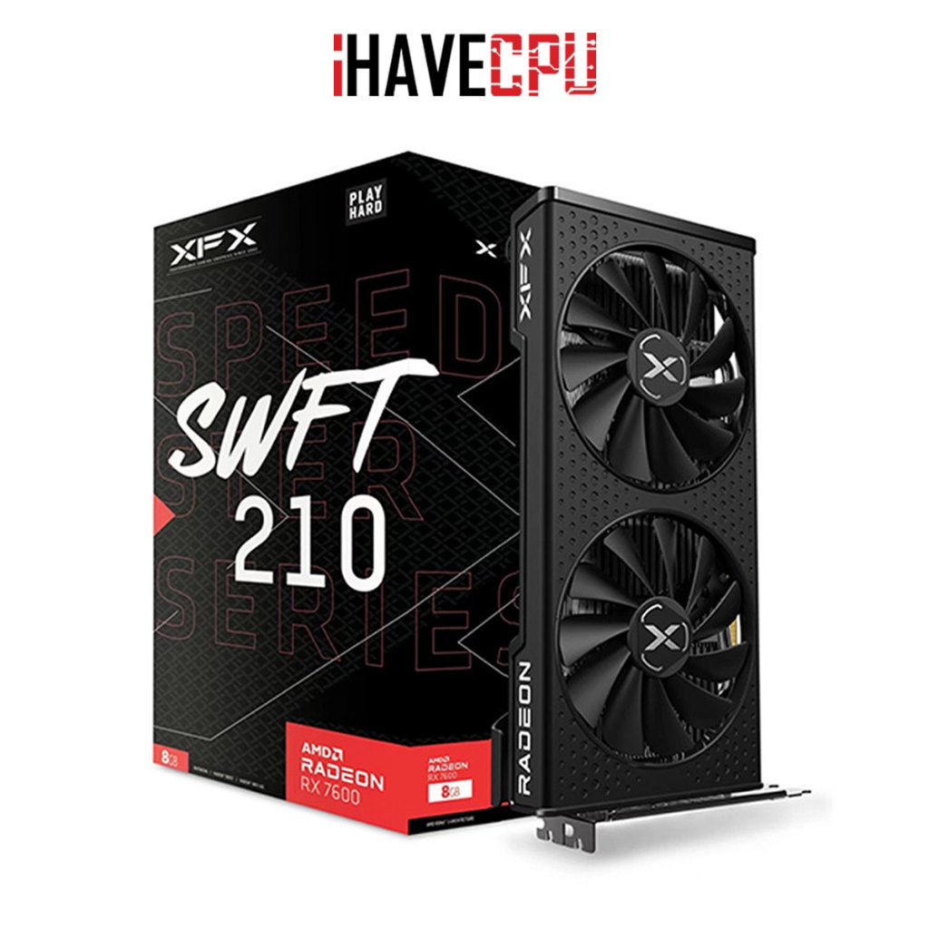 iHAVECPU VGA(การ์ดจอ) XFX SPEEDSTER SWFT210 RADEON RX 7600 CORE - 8GB GDDR6 (RX-76PSWFTFY)